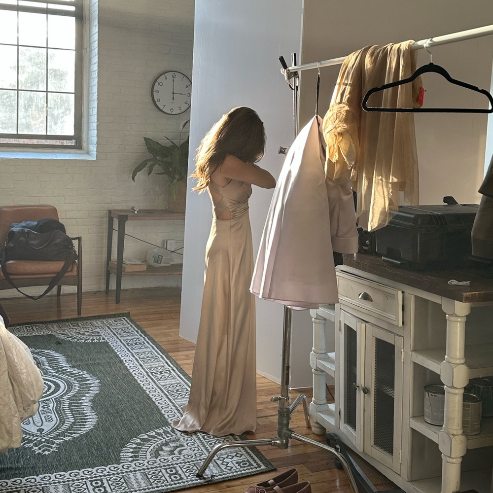 Vintage Revelry Cream Satin Gown